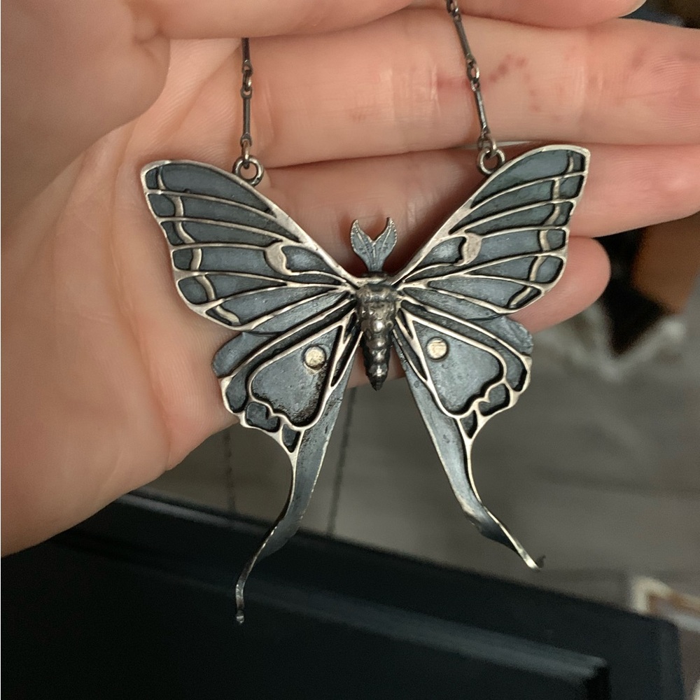 Bloodmilk Luna moth planchette necklace